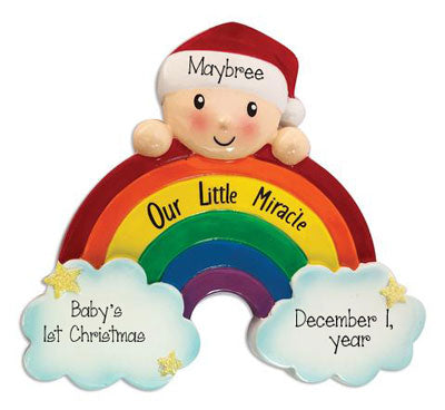 Our Little Miracle Rainbow Baby~Personalized Christmas Ornament