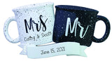 Mrs & Mrs white and black tin cups~Personalized Christmas Ornament