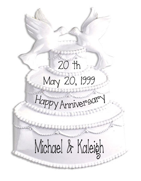 Wedding Anniversary Cake~Personalized Christmas Ornament