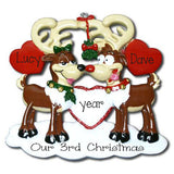Reindeer couple with hearts, My personalized Ornaments