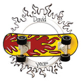 SKATEBOARD WIH FLAMES PERSONALIZED CHRISTMAS ORNAMENT/ MY PERSONALIZED ORNAMENTS