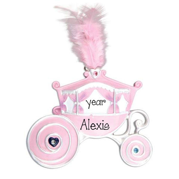 PINK PRINCESS CARRIAGE - Personalized Ornament
