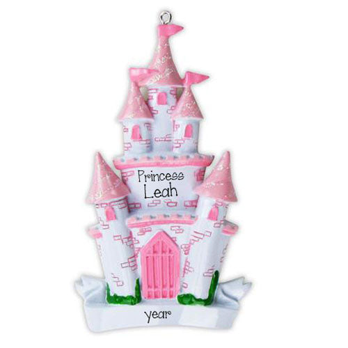PINK PRINCESS CASTLE - Personalized Ornament