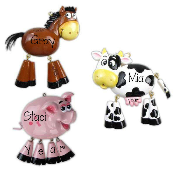 FARM ANIMALS - Horse, Pig or Cow Ornaments