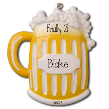 Mug of Beer-Finally 21- Personalized Christmas Ornament