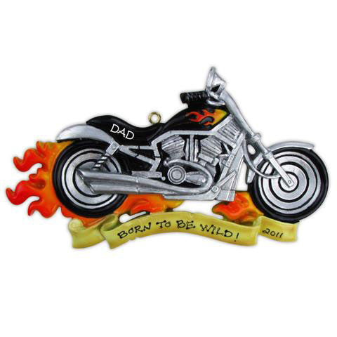 Motorcycle w/ Flames-Personalized Ornaments