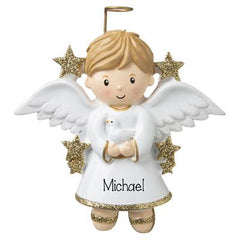 Boy Angel Glittered Wing - Personalized Ornament