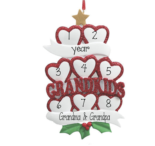 Grandkids w/ 8 Hearts Personalized Ornament