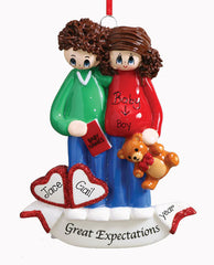 GREAT EXPECTATION COUPLE EXPECTING ORNAMENT / MY PERSONALIZED ORNAMENT