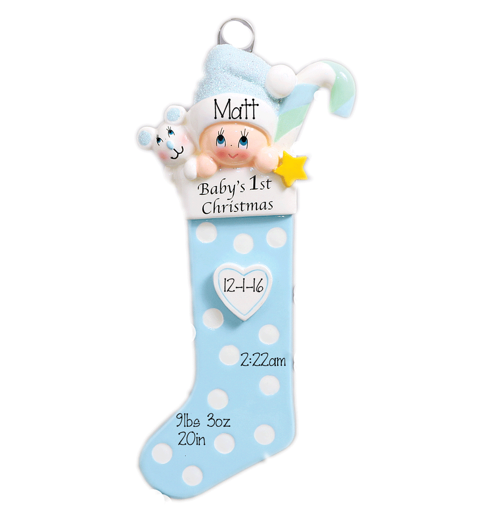 Baby Boy's "1st Christmas" Stocking Ornament