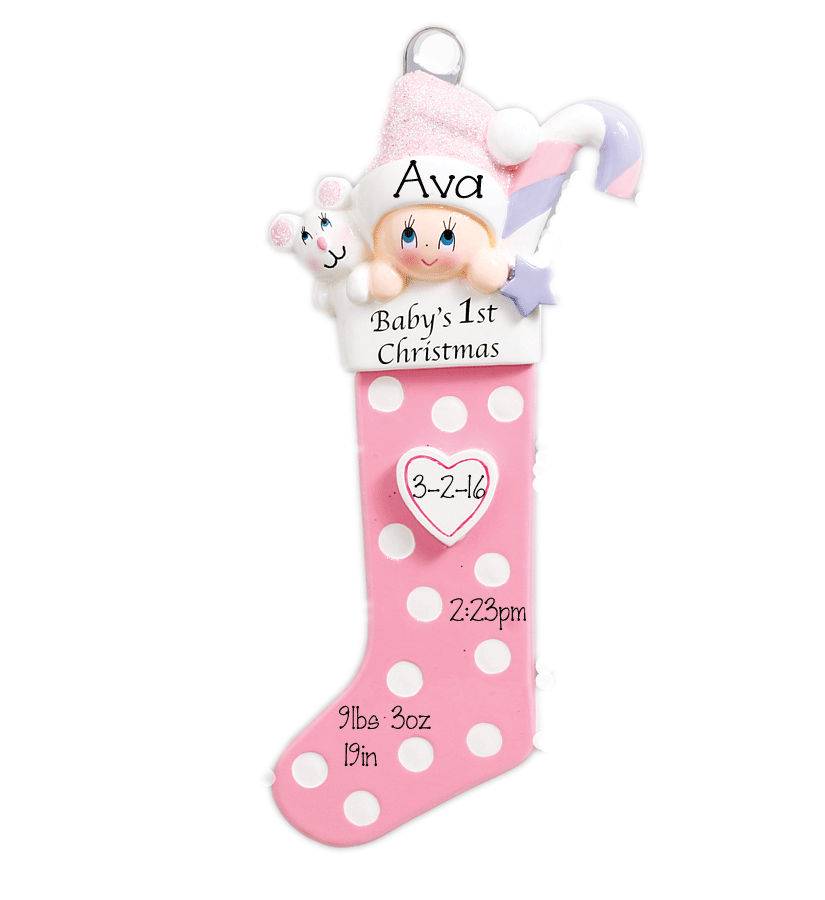Baby Girl Stocking - 1st Christmas Ornament