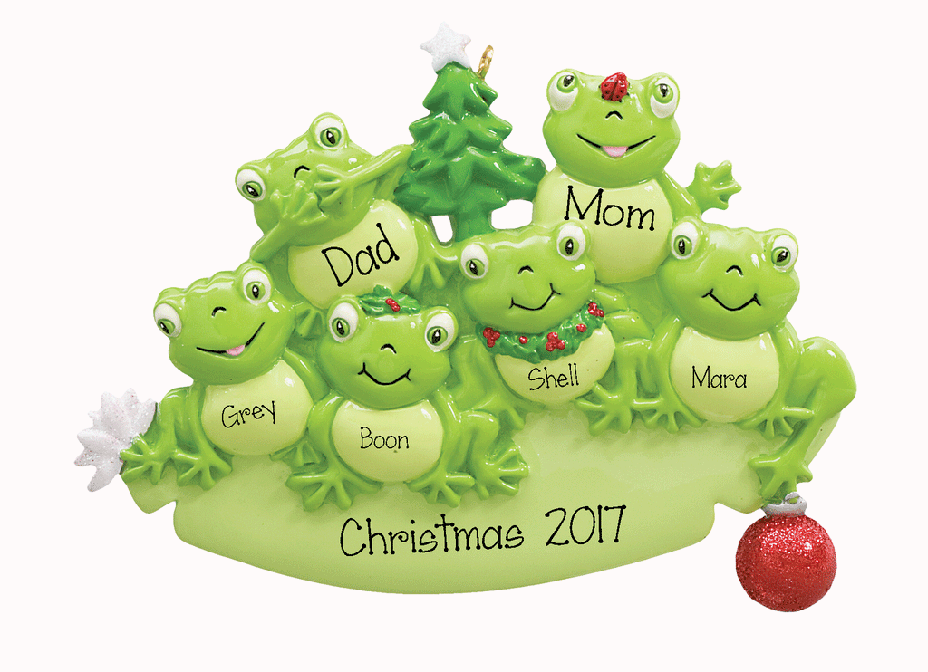 Family of 6 Frogs-Personalized Ornament