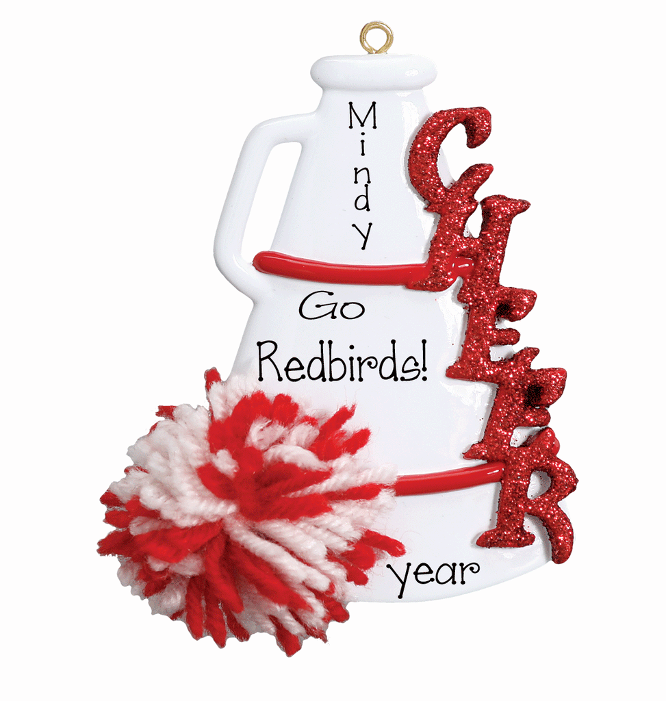 Red Cheer Megaphone-Personalized Ornament