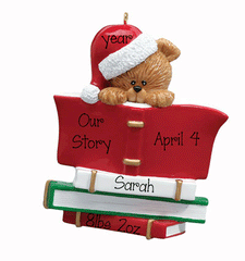 personalized bear reading book ornament, my personalized ornaments