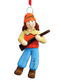 BRUNETTE FEMALE HUNTING DRESSED IN ORANGE ORNAMENT / MY PERSONALIZED ORNAMENTS