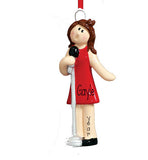 BRUNETTE FEMALE SINGER WITH MICROPHONE, KARAOKE ORNAMENT / MY PERSONALIZED ORNAMENTS