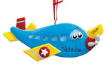 BLUE AIRPLANE WITH EYES ORNAMENT, KIDS AIRPLANE / MY PERSONALIZED ORNAMENTS
