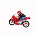RED MOTORCYCLE WITH HELMET ORNAMENT / MY PERSONALIZED ORNAMENTS