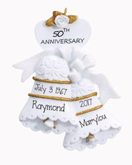 50TH WEDDING ANNIVERSARY TRIMMED IN GOLD ORNAMENT / MY PERSONALIZED ORNAMENTS