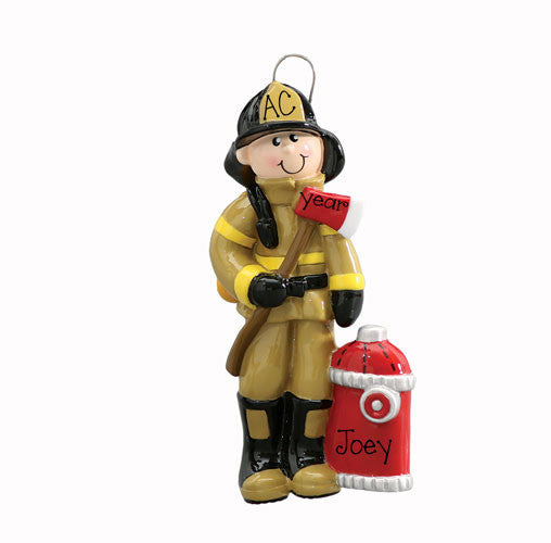 FIREMAN with Axe and Hydrant~Personalized Christmas Ornament