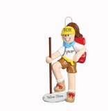 BRUNETTE FEMALE HIKER ORNAMENT / MY PERSONALIZED ORNAMENTS