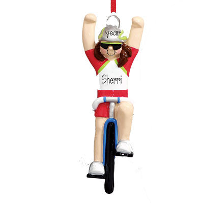 FEMALE CYCLIST - Personalized Ornament