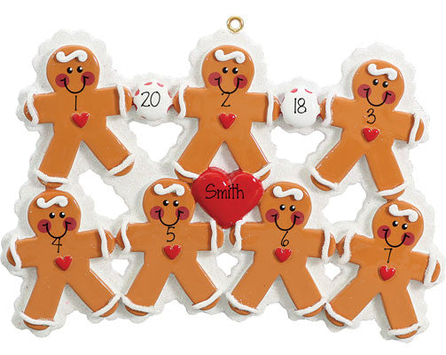 GINGERBREAD~Family of 7~Personalized Christmas Ornament