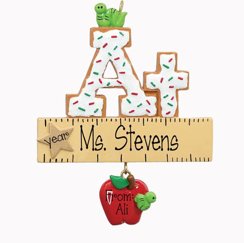 At TEACHER~Personalized Christmas Ornament