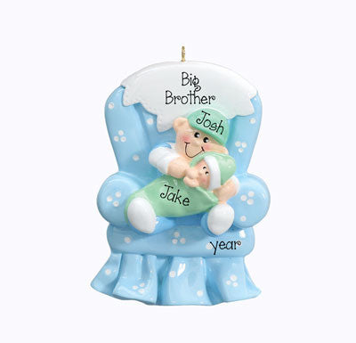 Personalized "BIG BROTHER" in Blue chair Ornament