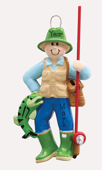 FISHERMAN w/ FISH - Personalized Ornament