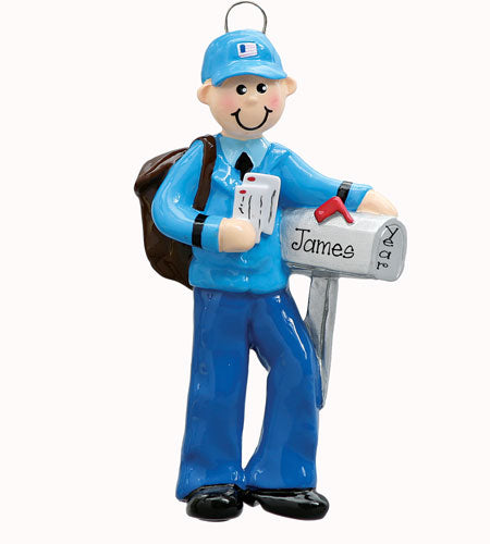 MAILMAN with MAILBOX~Personalized Christmas Ornament