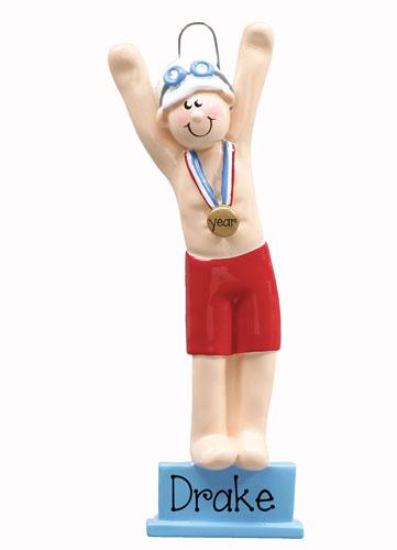 MALE COMPETITIVE SWIMMING ornament, MY PERSONALIZED ORNAMENTS
