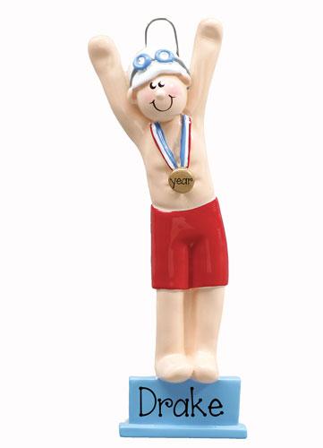 COMPETITIVE MALE SWIMMING ORNAMENT