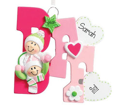 BFF FOR TWO ALL IN PINK ORNAMENT, My Personalized Ornaments