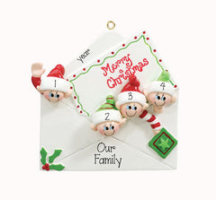 CHRISTMAS CARD WITH 4 ORNAMENT, 4 FRIENDS, 4 GRANDKIDS, SINGLE PARENT WITH 3 KIDS / MY PERSONALIZED ORNAMENT