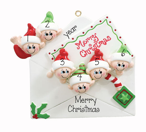Family of 6 "Christmas Card"~Personalized Christmas Ornament