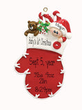 Baby Boys 1st Christmas in red mitten - my personalized ornaments