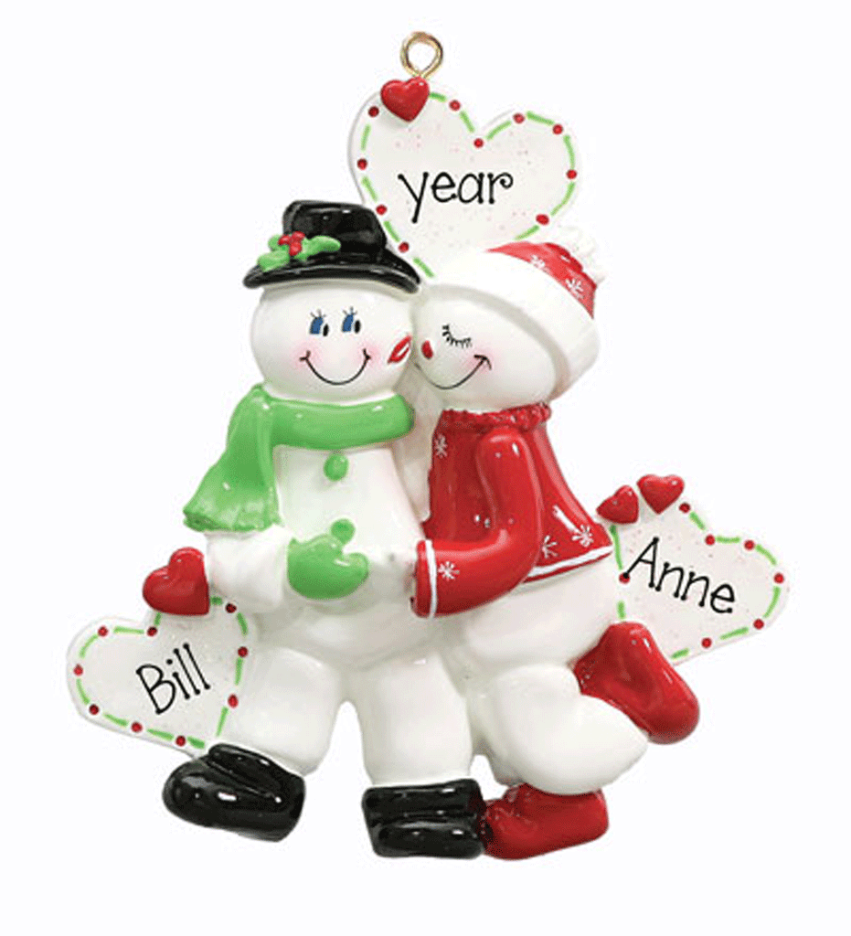 Sweet Kiss Snowman Couple~Personalized Christmas Ornament