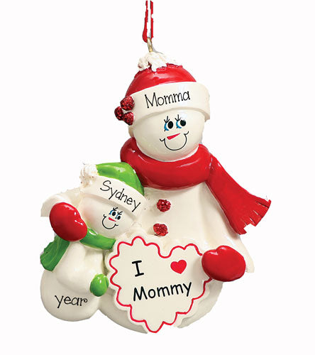 MOM HUGGING CHILD "I love mommy" Ornament