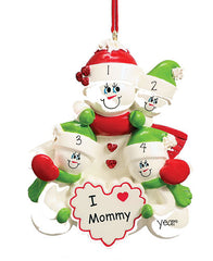 I LOVE MOMMY with 3 children PERSONALIZED ORNAMENT, MY PERSONALIZED ORNAMENTS