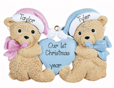 Girl & Boy Twin Bears My Personalized Ornaments