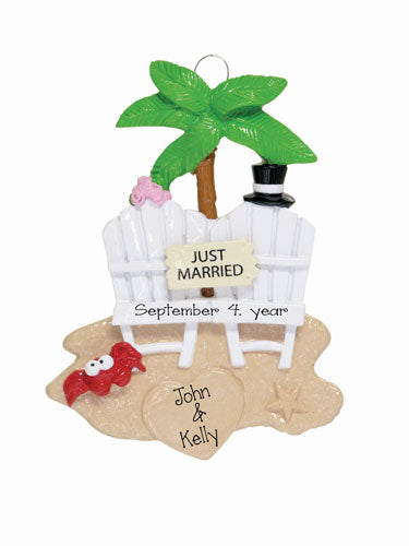JUST MARRIED Destination wedding or Honeymoon Ornament