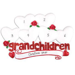 Six Grandchildren with Red Glitter~Personalized Table Topper