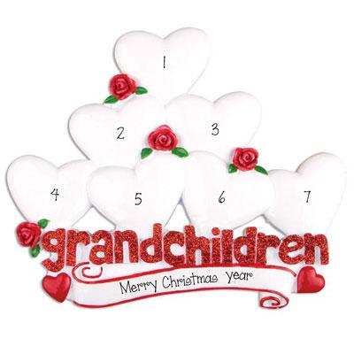 7 Grandchildren with Red Glitter~Personalized Table Top Decor`