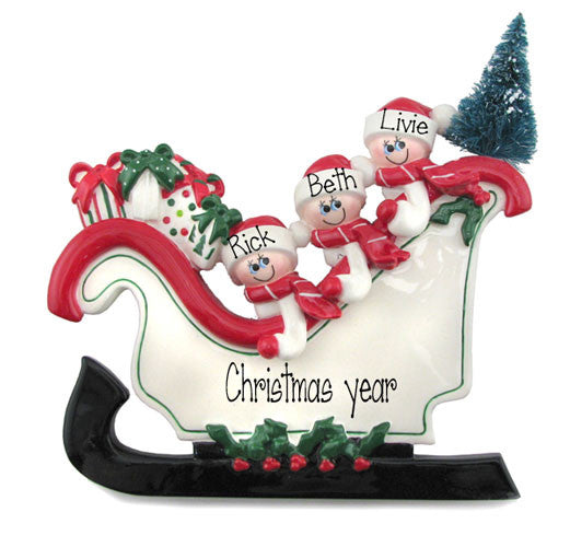 FAMILY OF 3 SLEIGH TABLETOP DECOR'