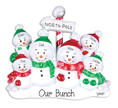 SNOWMAN FAMILY OF 6 Tabletop decor , personalized ornaments