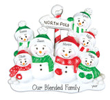 SNOWMAN FAMILY OF 7, personalized ornaments