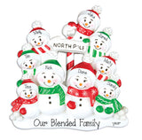 SNOWMAN FAMILY OF 9, personalized ornaments