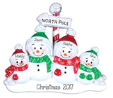 SNOWMAN FAMILY OF 4 Tabletop decor , personalized ornaments