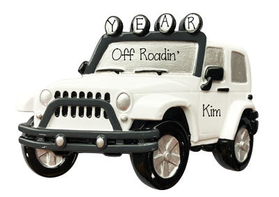 White 4X4 JEEP~Personalized Christmas Ornament